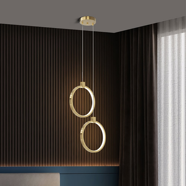 2-Lichts Cirkel Hanglamp Goud Messing Gecharmeerd