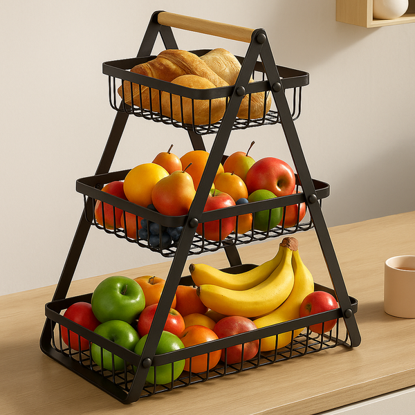 Nara – Driedelige Fruitmand met Verticaal Design