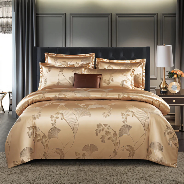 Nara – Luxe Satijnen Bedovertrek met Jacquard Weving