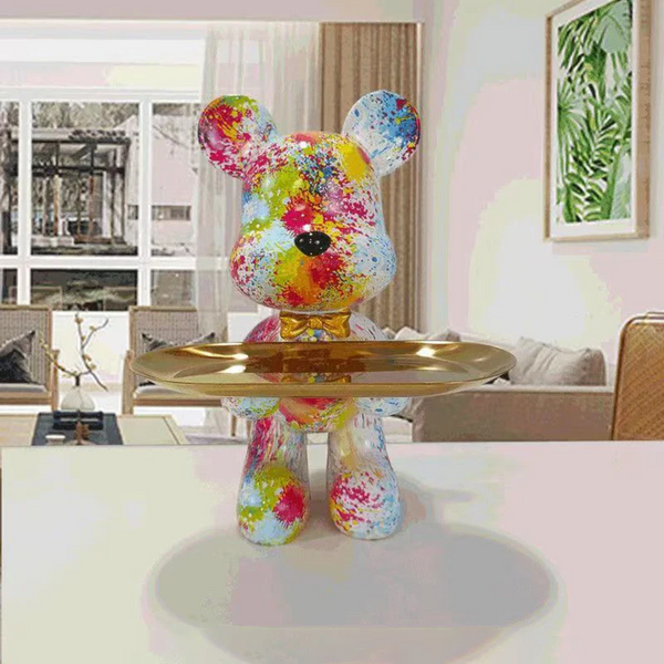 Nara – Modern Decoratief Beer Beeldje in Blauw & Goud