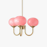 Pink Glow – Plafondlamp met gouden afwerking en roze glazen kappen