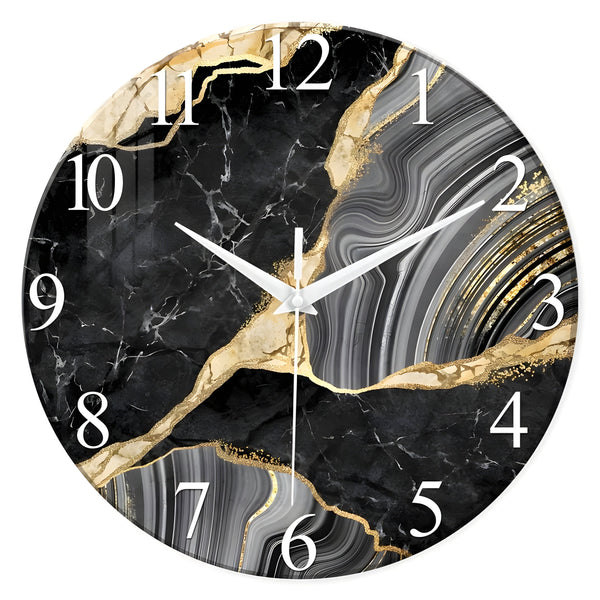 CrownQuartz Wandklok – Marmeren Rust, Modern Ritme