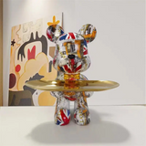 Nara – Modern Decoratief Beer Beeldje in Blauw & Goud