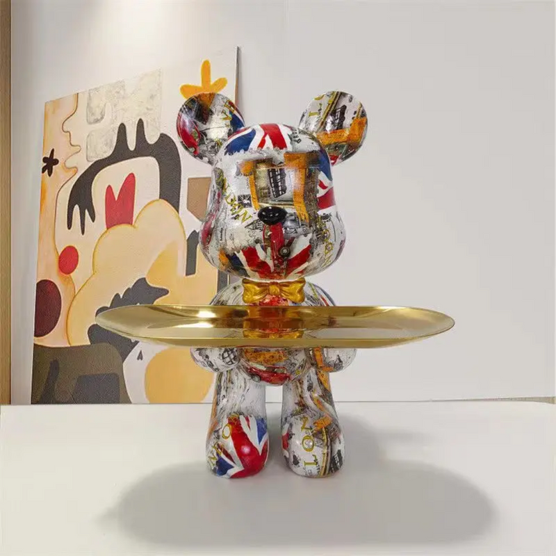 Nara – Modern Decoratief Beer Beeldje in Blauw & Goud
