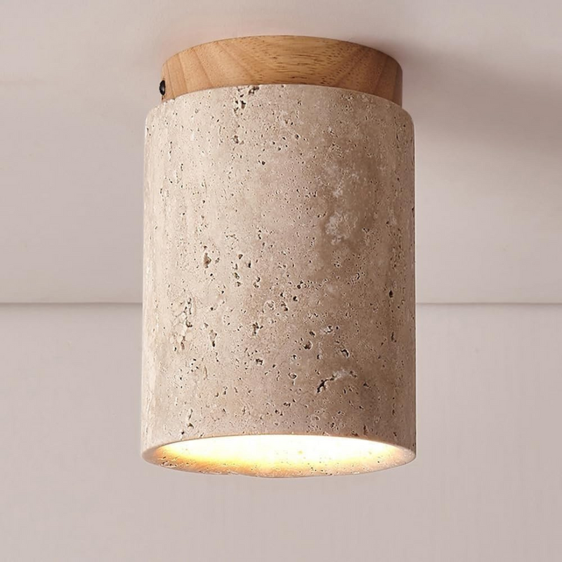 Nara – Travertin Plafondlamp met LED E27 voor Woonkamer & Slaapkamer