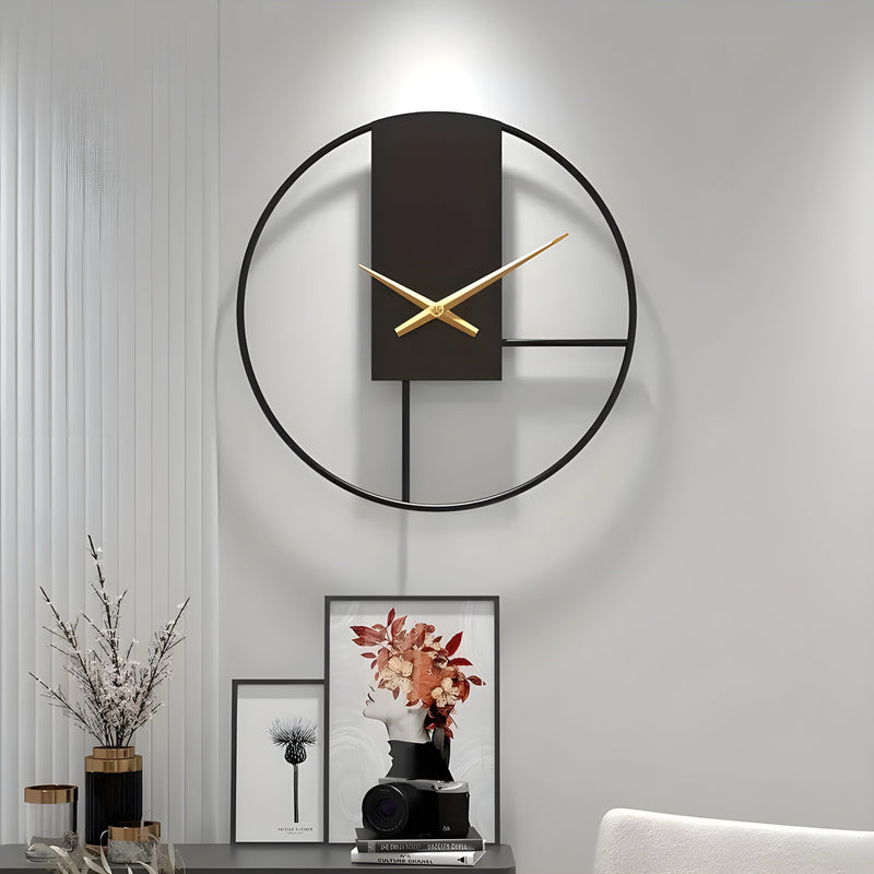 AurumQuiet Wandklok – Stijlvolle Stilte in Zwart &amp; Goud