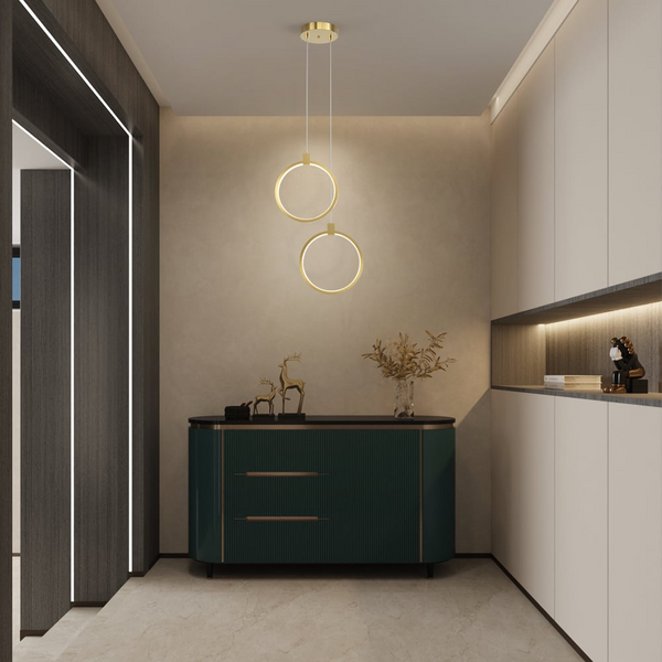 2-Lichts Cirkel Hanglamp Goud Messing Gecharmeerd