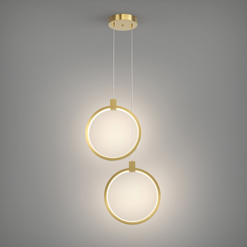 2-Lichts Cirkel Hanglamp Goud Messing Gecharmeerd