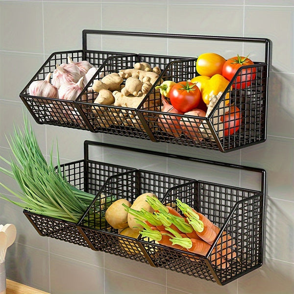 GridBin | Keuken opbergmand voor aan de muur - Hangende Organiser voor Knoflook, Uien & Groenten