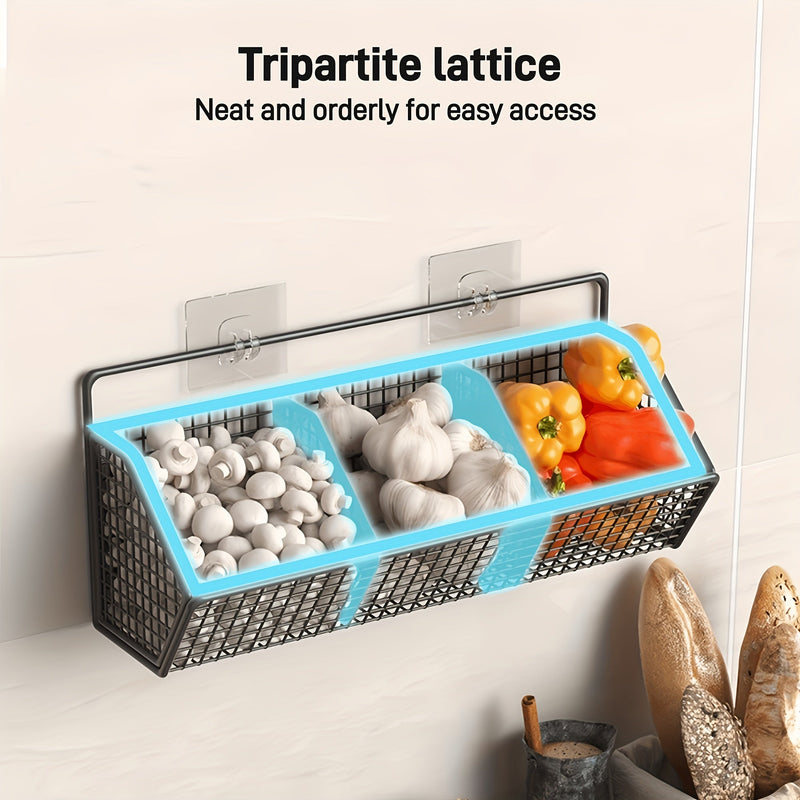 GridBin | Keuken opbergmand voor aan de muur - Hangende Organiser voor Knoflook, Uien & Groenten