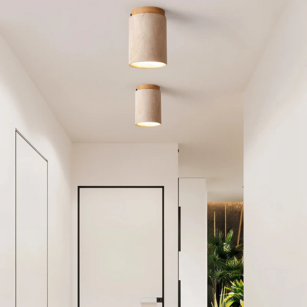 Nara – Travertin Plafondlamp met LED E27 voor Woonkamer & Slaapkamer
