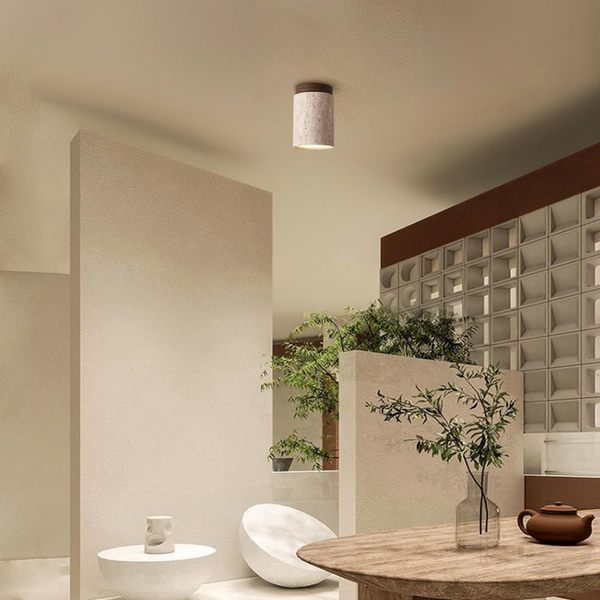 Nara – Travertin Plafondlamp met LED E27 voor Woonkamer & Slaapkamer