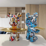 Nara – Modern Decoratief Beer Beeldje in Blauw & Goud