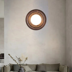 Orbitus Wandlamp – Ronde rust in hout en licht