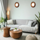 Orbitus Wandlamp – Ronde rust in hout en licht