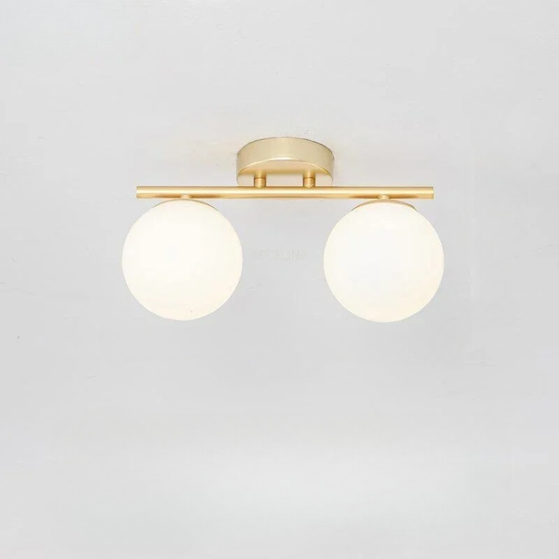 LumeSphere – LED Plafondlamp in glas met gouden accenten
