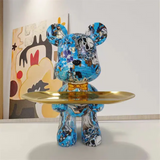 Nara – Modern Decoratief Beer Beeldje in Blauw & Goud