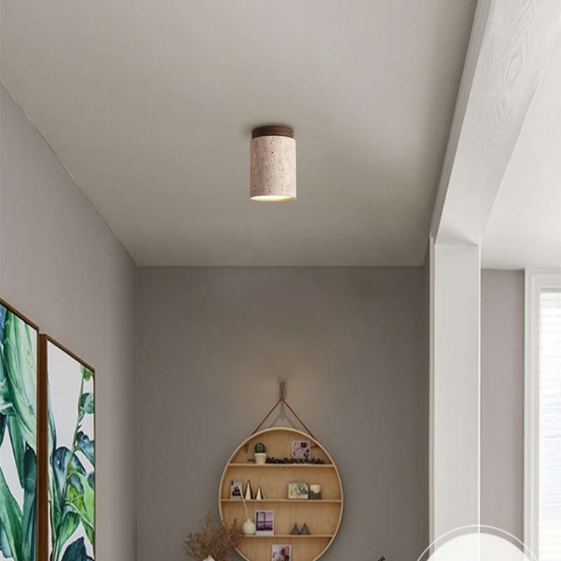 Nara – Travertin Plafondlamp met LED E27 voor Woonkamer & Slaapkamer