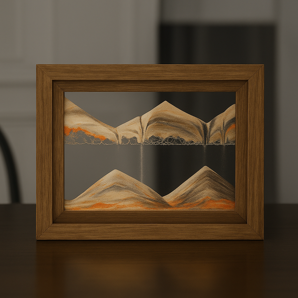 Nara – Zandkunstwerk met Houten Frame en Draaiend Effect