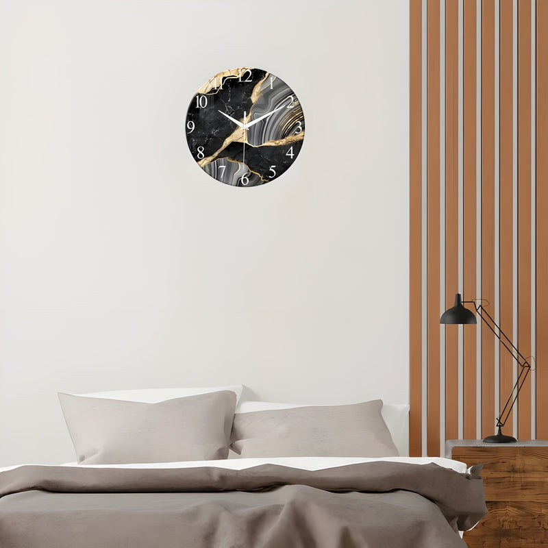 CrownQuartz Wandklok – Marmeren Rust, Modern Ritme