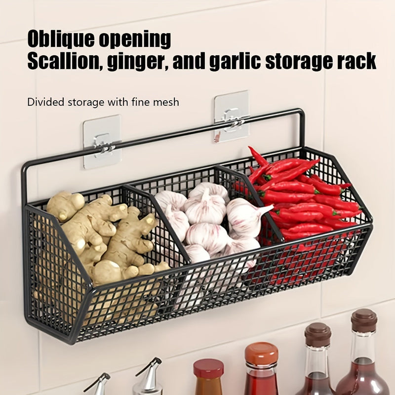GridBin | Keuken opbergmand voor aan de muur - Hangende Organiser voor Knoflook, Uien & Groenten