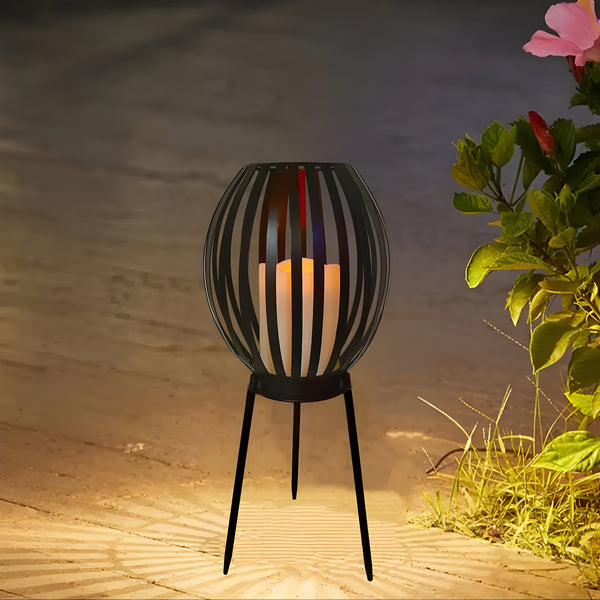 TwilightVault Light – Solarlantaarn met Vlamlichteffect in Metalen Kooi