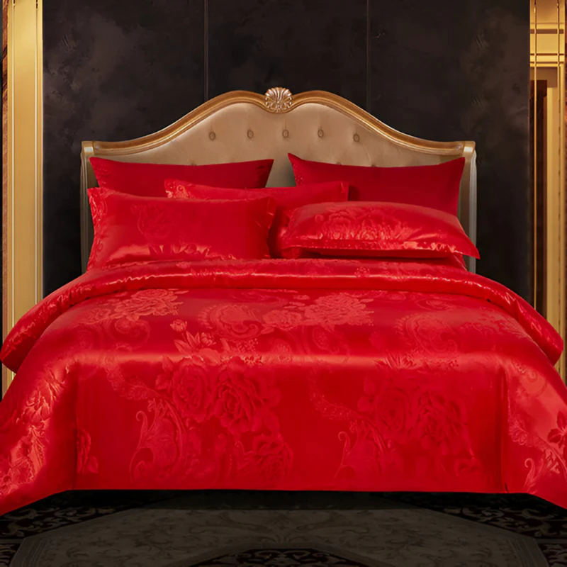 Nara – Luxe Satijnen Bedovertrek met Jacquard Weving