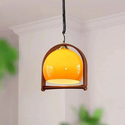 Bauhaus Houten & Glazen Hanglamp – Vintage Design