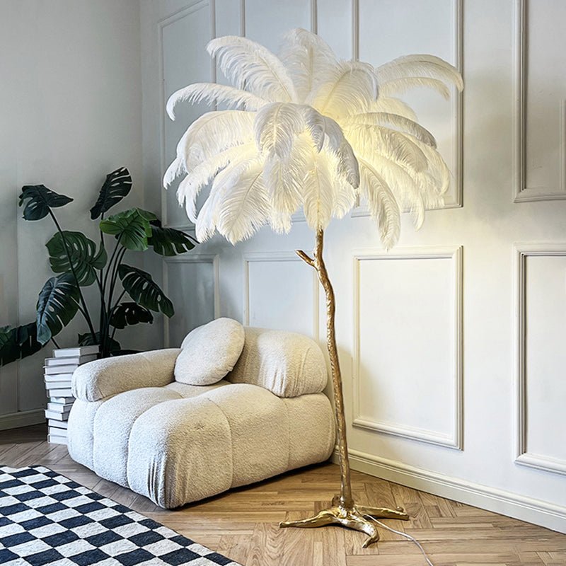 Nordic Ostrich Feather Vloerlamp – Statement piece met zachte glamour