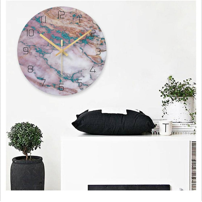 Nara – Wandklok met Marmerlook en Minimalistisch Design