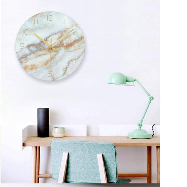 Nara – Wandklok met Marmerlook en Minimalistisch Design