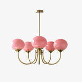 Pink Glow – Plafondlamp met gouden afwerking en roze glazen kappen