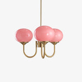 Pink Glow – Plafondlamp met gouden afwerking en roze glazen kappen