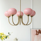 Pink Glow – Plafondlamp met gouden afwerking en roze glazen kappen