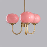 Pink Glow – Plafondlamp met gouden afwerking en roze glazen kappen