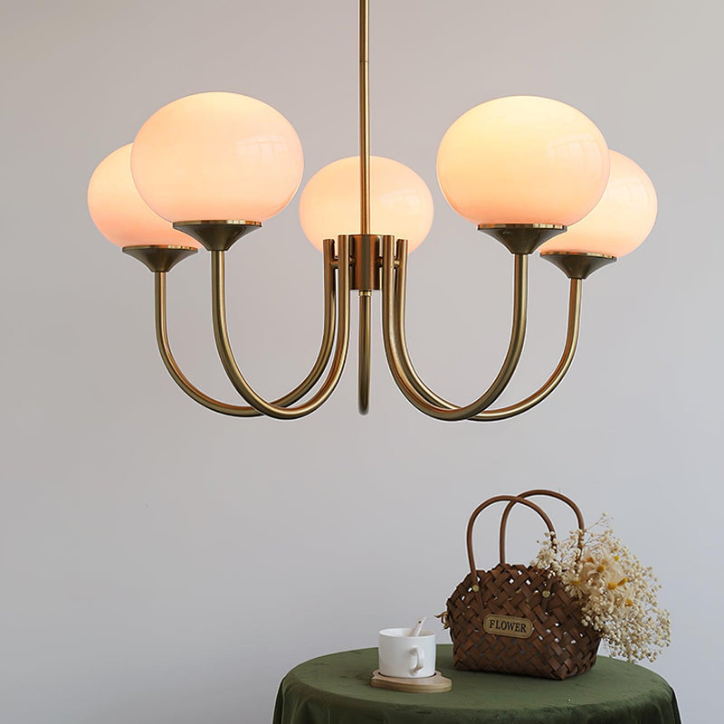 Pink Glow – Plafondlamp met gouden afwerking en roze glazen kappen