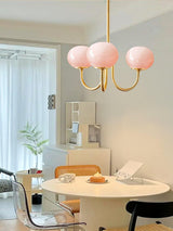 Pink Glow – Plafondlamp met gouden afwerking en roze glazen kappen