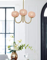 Pink Glow – Plafondlamp met gouden afwerking en roze glazen kappen