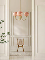Pink Glow – Plafondlamp met gouden afwerking en roze glazen kappen