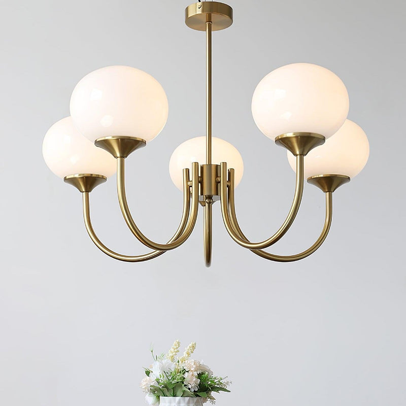 Pink Glow – Plafondlamp met gouden afwerking en roze glazen kappen