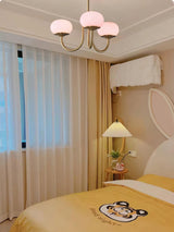 Pink Glow – Plafondlamp met gouden afwerking en roze glazen kappen