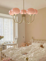 Pink Glow – Plafondlamp met gouden afwerking en roze glazen kappen