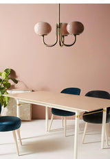 Pink Glow – Plafondlamp met gouden afwerking en roze glazen kappen