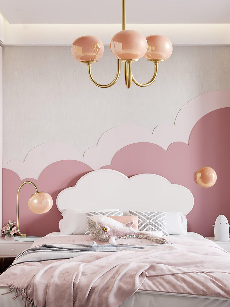 Pink Glow – Plafondlamp met gouden afwerking en roze glazen kappen