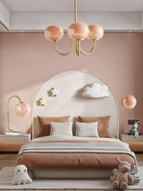 Pink Glow – Plafondlamp met gouden afwerking en roze glazen kappen