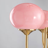 Pink Glow – Plafondlamp met gouden afwerking en roze glazen kappen