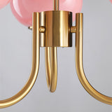 Pink Glow – Plafondlamp met gouden afwerking en roze glazen kappen