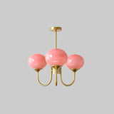 Pink Glow – Plafondlamp met gouden afwerking en roze glazen kappen