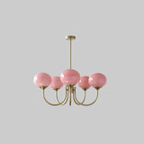 Pink Glow – Plafondlamp met gouden afwerking en roze glazen kappen