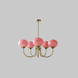 Pink Glow – Plafondlamp met gouden afwerking en roze glazen kappen